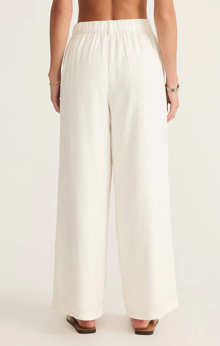 Z Supply Topanga Wide Leg Linen Pant in White