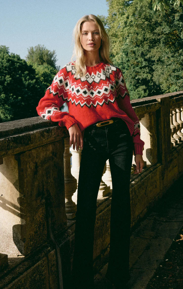 Z Supply Adornment Fair Isle Sweater in Festive Red