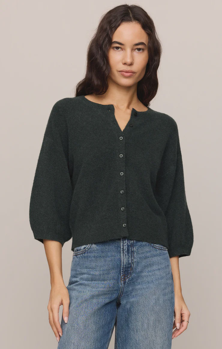 Z Supply Valor Short Sleeve Cardigan in Emerald Cove