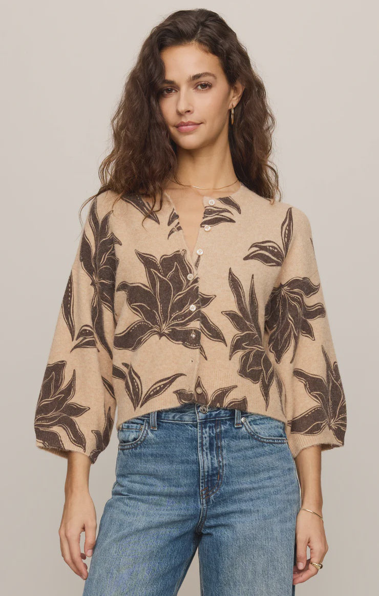 Z Supply Valor Floral Cardigan in Soft Ecru