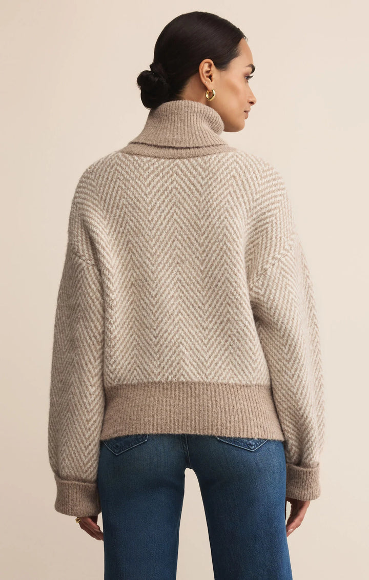 Z Supply Balkan Funnel Neck Sweater in Smoked Heather