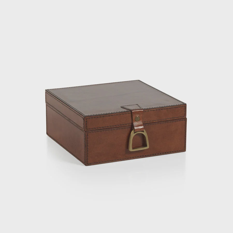 The Connaught Leather Box Square 8 x 8 x 4"