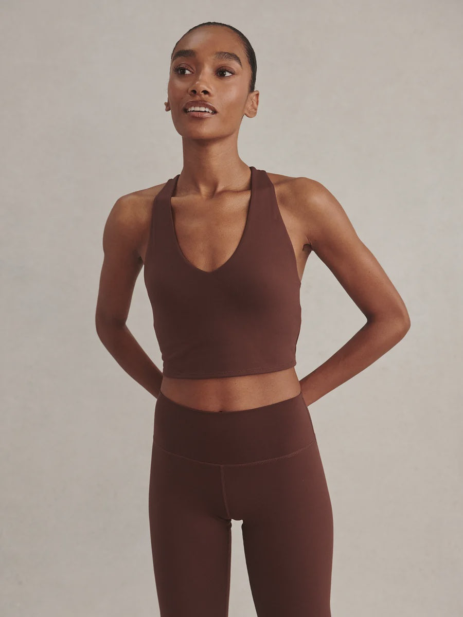 Varley Always Burke Cropped Tank in Deep Mahogany