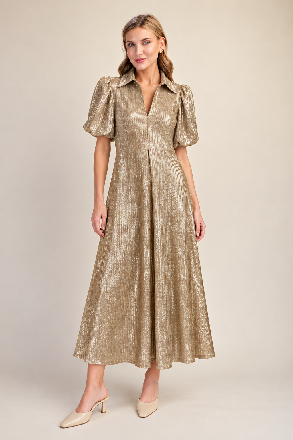 Champagne Glam Midi Dress