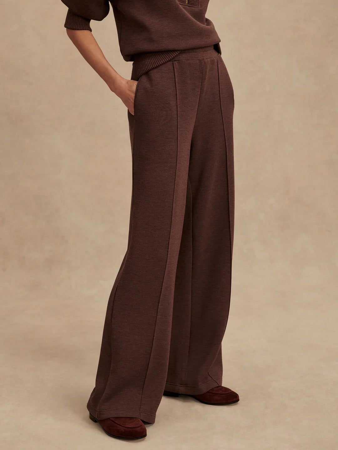 Varley The Wide Leg Pant 30" in Coffee Bean Marl