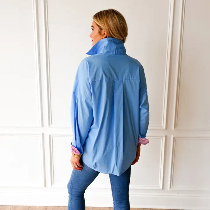 Caryn Lawn Katherine Top in Powder and Red