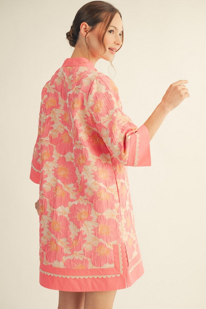 Pink Floral Jacquard Dress