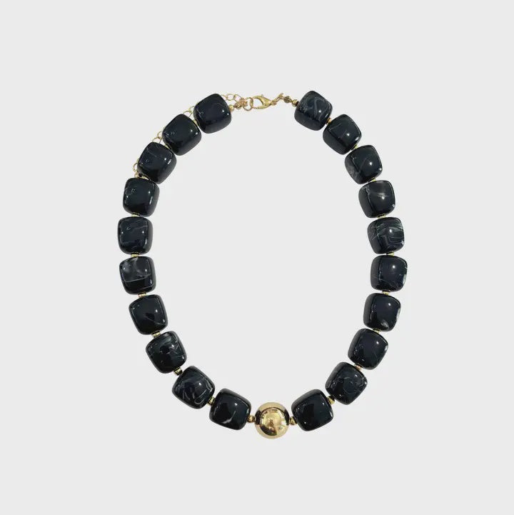 Massey Chunky Beaded Necklace - Black