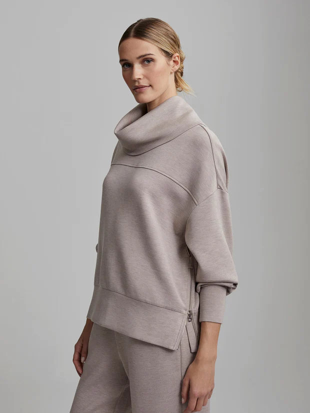 Varley Priya Longline Sweat in Taupe Marl