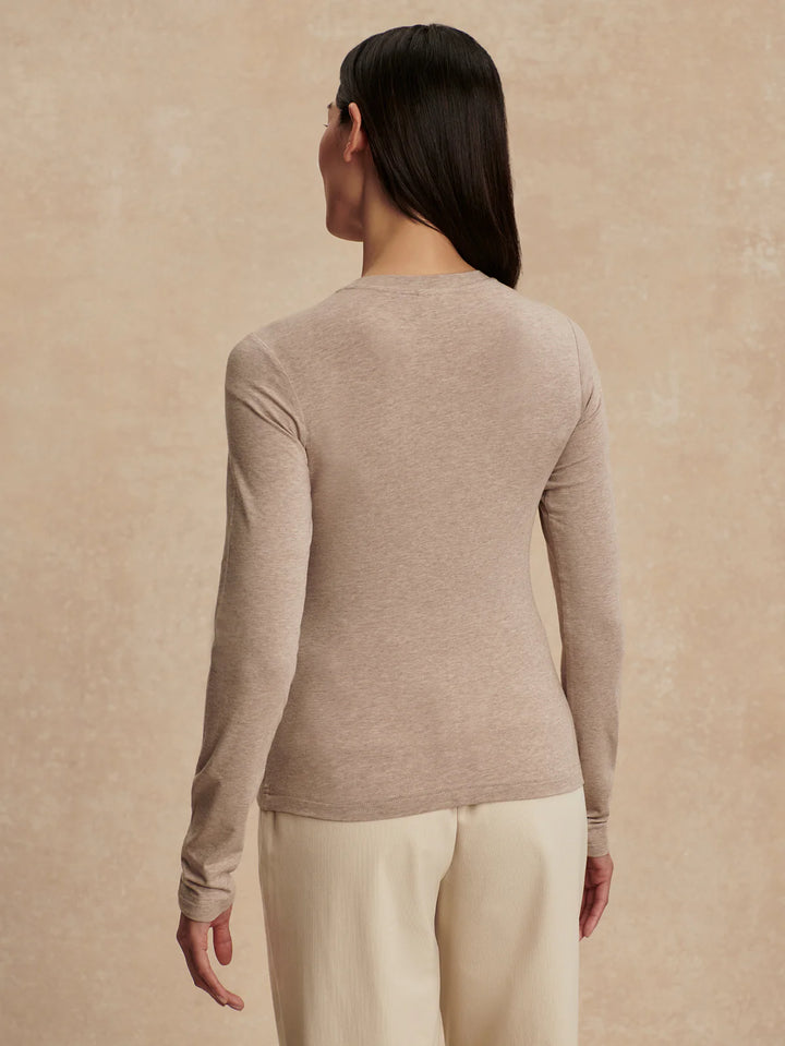 Varley Edna Long Sleeve Fitted Tee in Taupe Marl