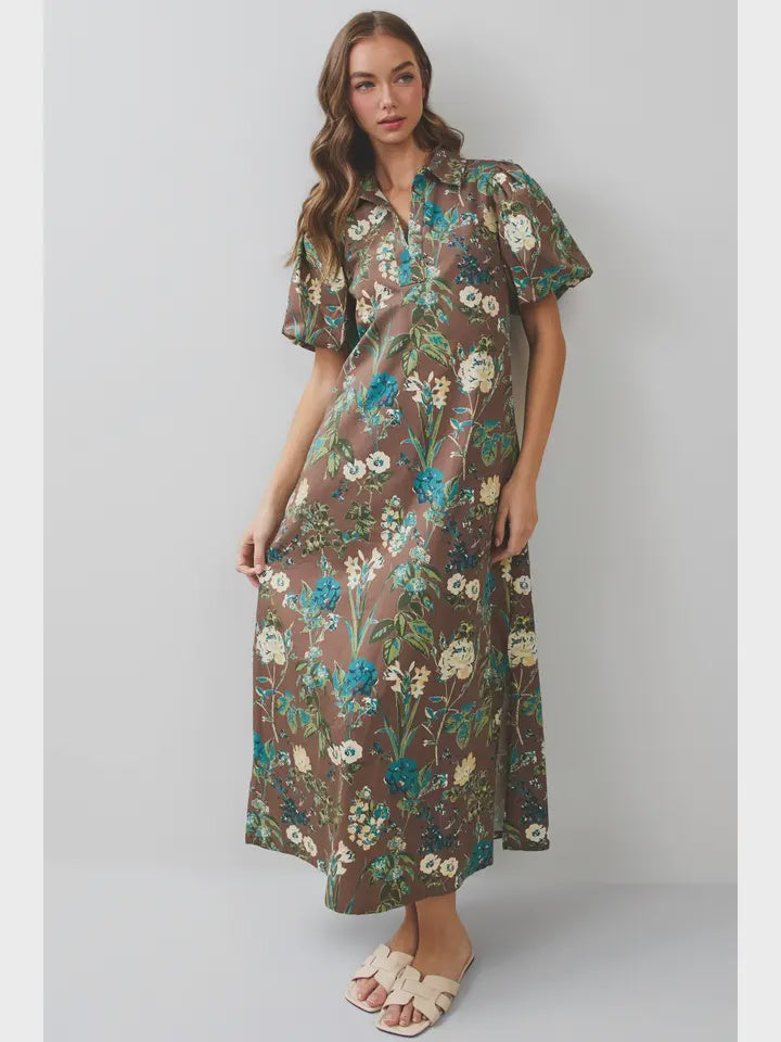 In Fine Form Brown Floral Maxi Dress