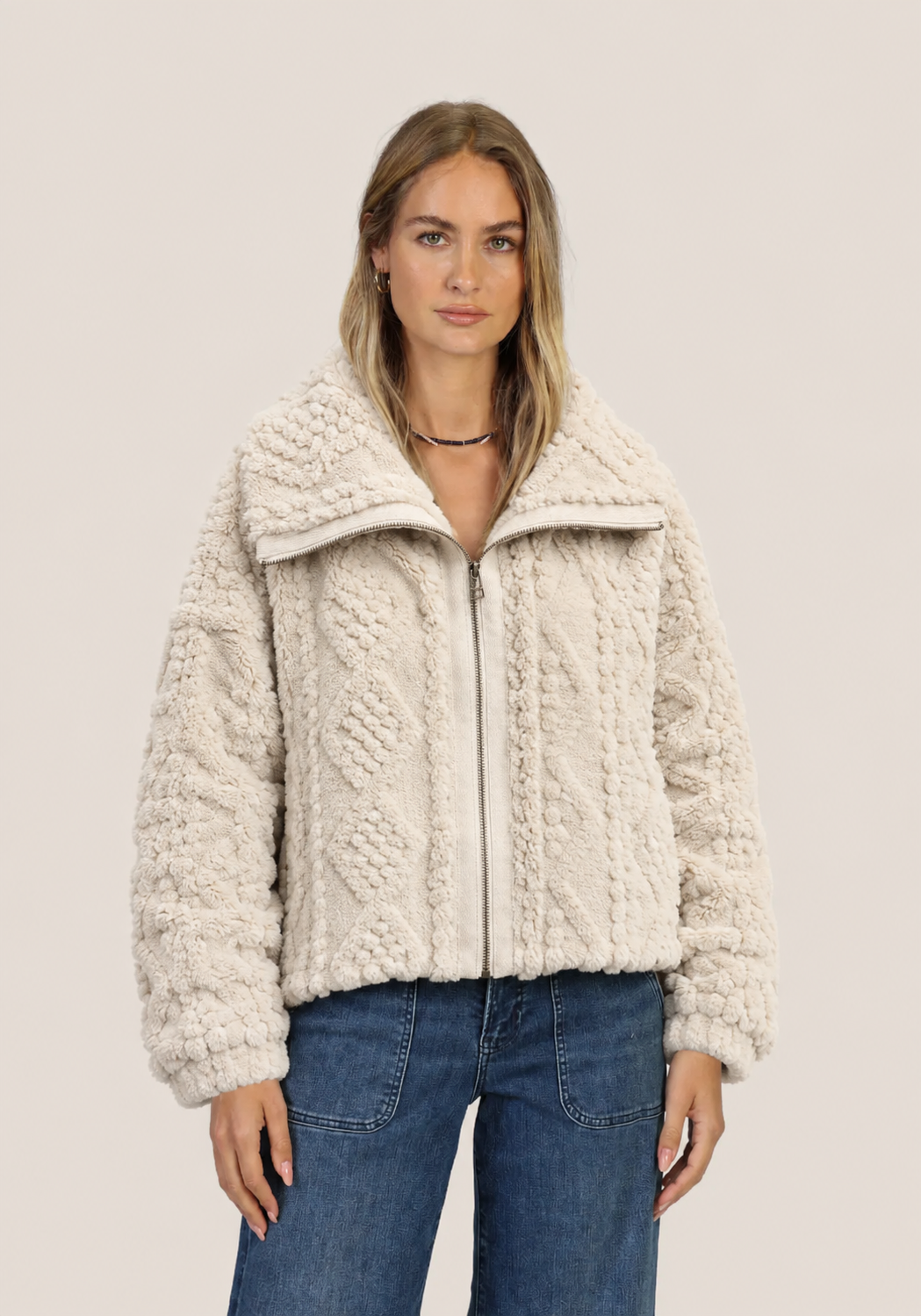 Dylan So Cozy Cable Jacket in Natural
