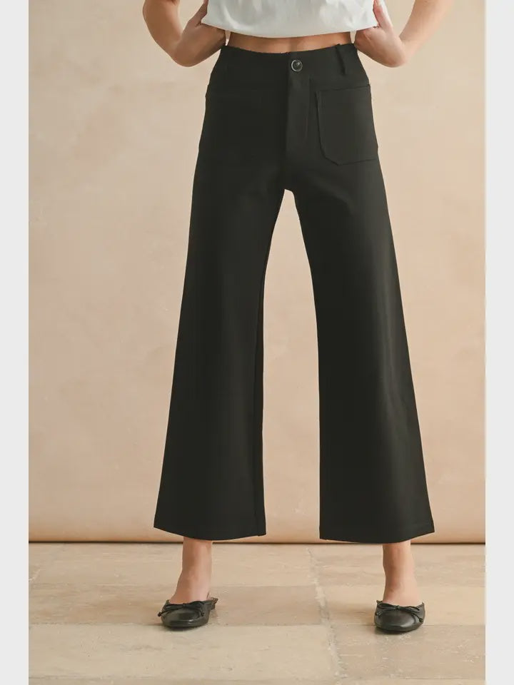 For The Day Black Crop Pant