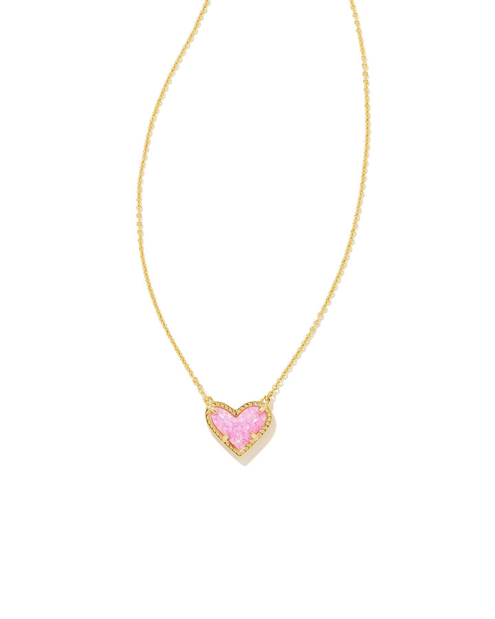 Kendra Scott Ari Heart Pendant Necklace in Bubblegum Pink Kyocera Opal