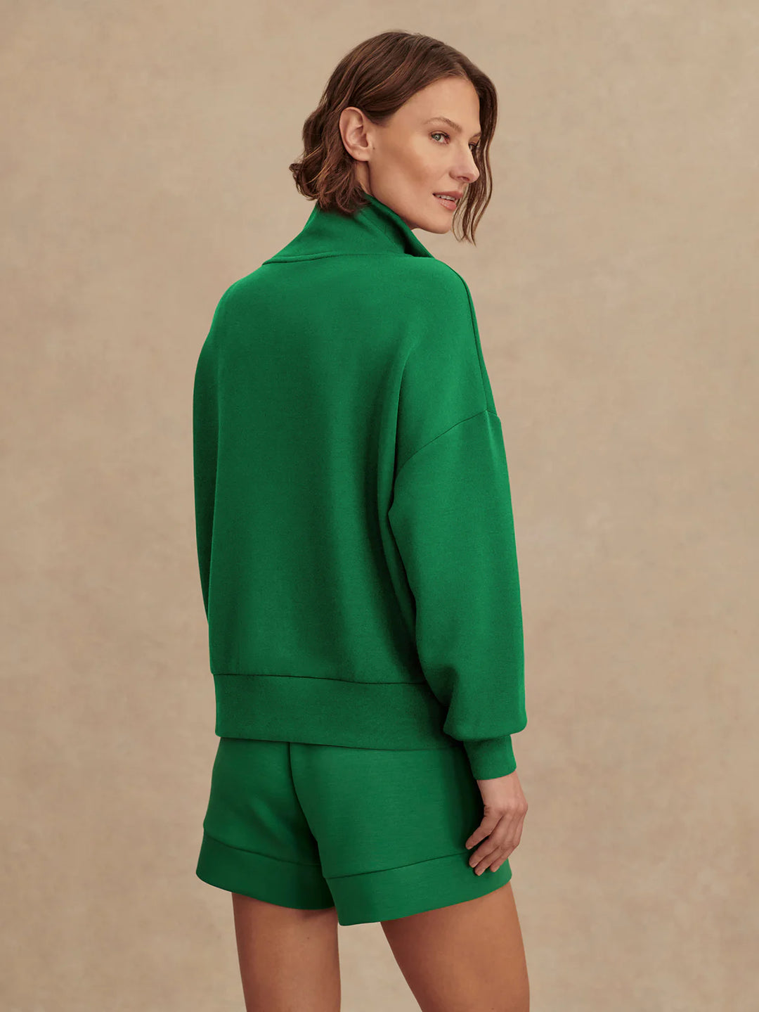 Varley Hawley Half-Zip Sweat in Verdant Green