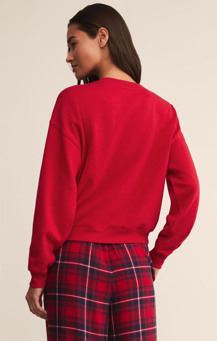 Z Supply Holiday Sweatshirt in Festive Red