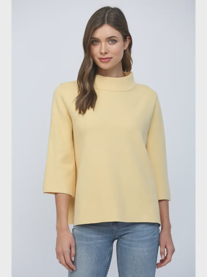 Yellow Mock Neck Pullover Sweater