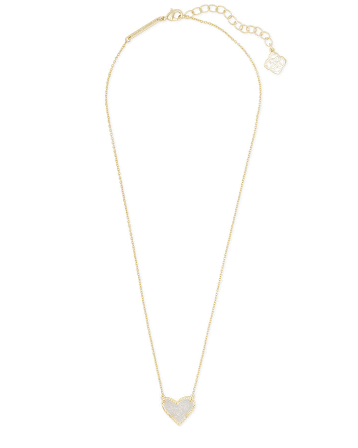 Kendra Scott Ari Heart Pendant Necklace In IRIDESCENT DRUSY