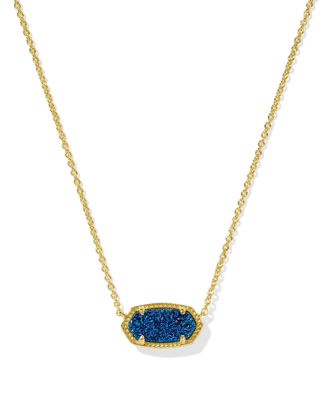 Kendra Scott Elisa Short Pendant in Gold Blue Drusy