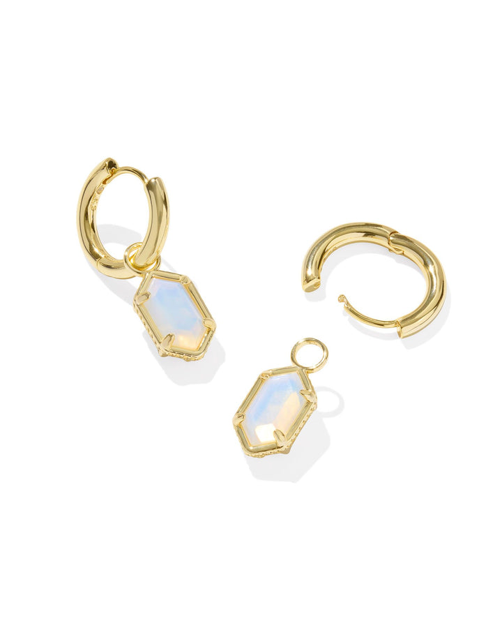 Kendra Scott Hallie Huggie Earrings in Gold Opalite Illusion