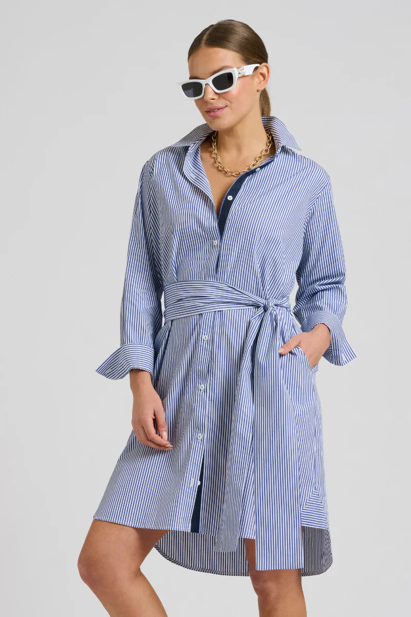 The Classic Shirtdress in French Navy Stripe