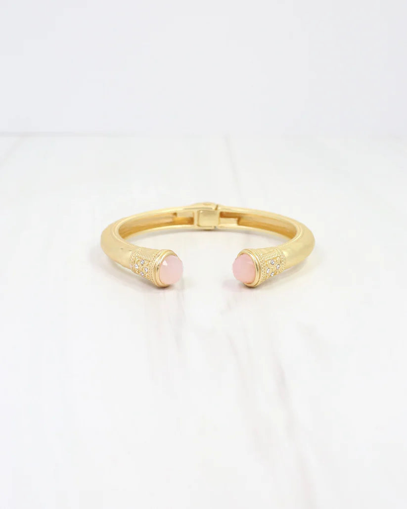 Caroline Hill Colette Hammered Hinged Cuff Bracelet Blush
