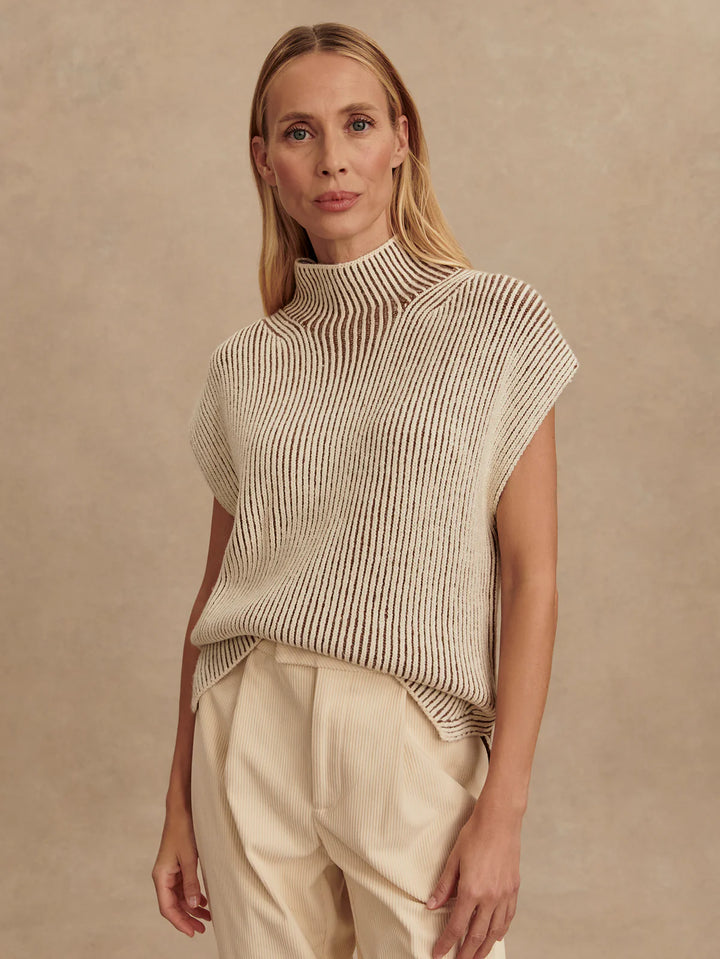 Varley Lauren Plated Knit Tank in Cocoa Dust