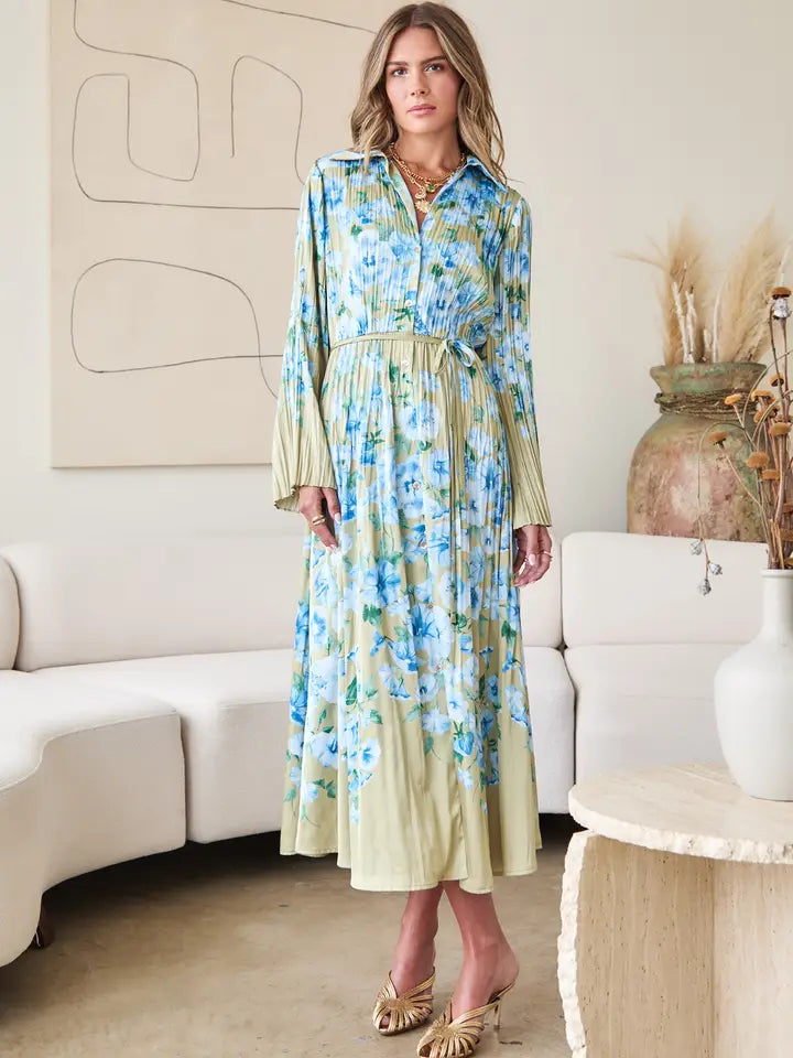 Olive Floral Midi Dress