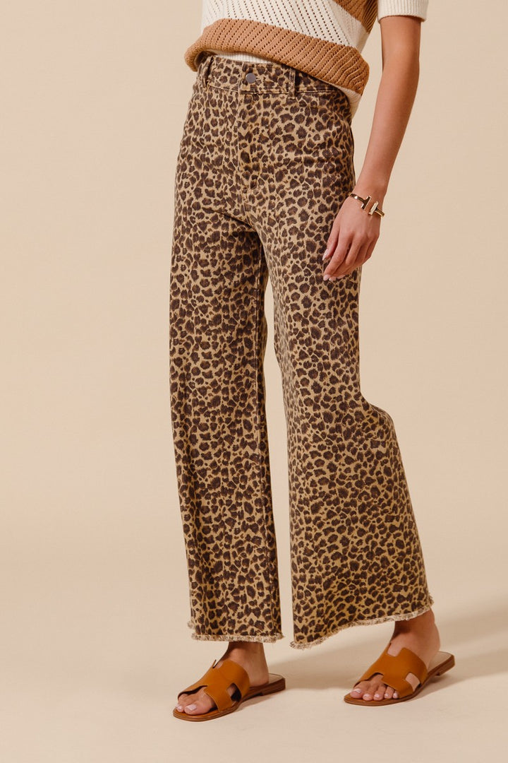 Bring It On Midrise Leopard Print Wide Leg Pants