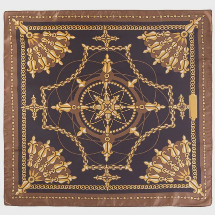 Classic Gold Chain Compass Print Bandana