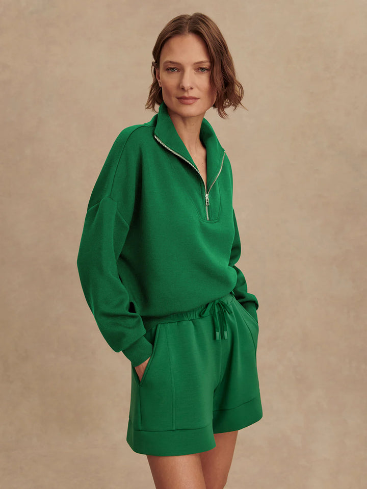 Varley Hawley Half-Zip Sweat in Verdant Green
