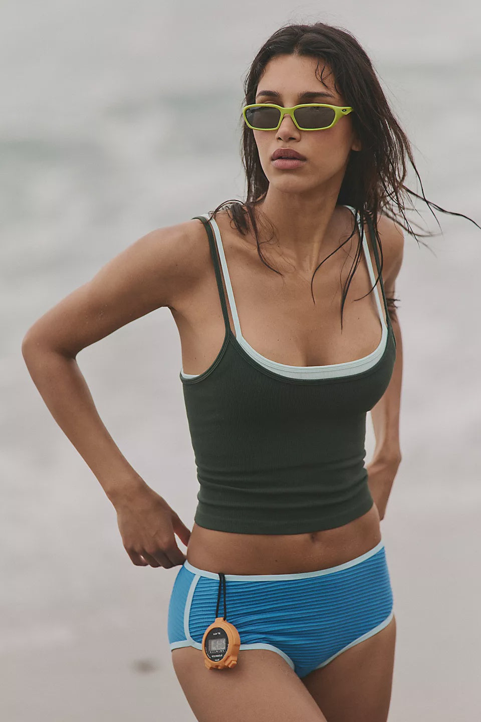 All Clear Coastline Stripe Cami in Ivy Combo