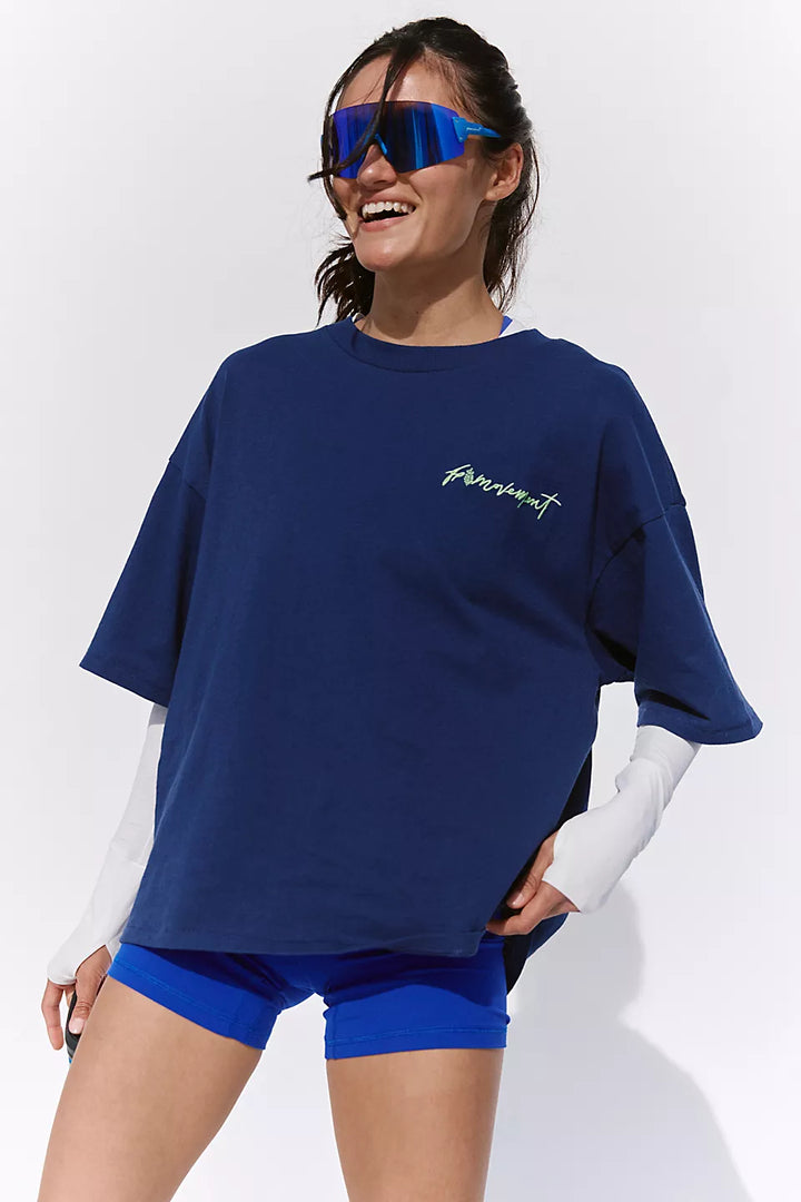 Free People Movement Tackle Logo Tee in Urban Buti Navy