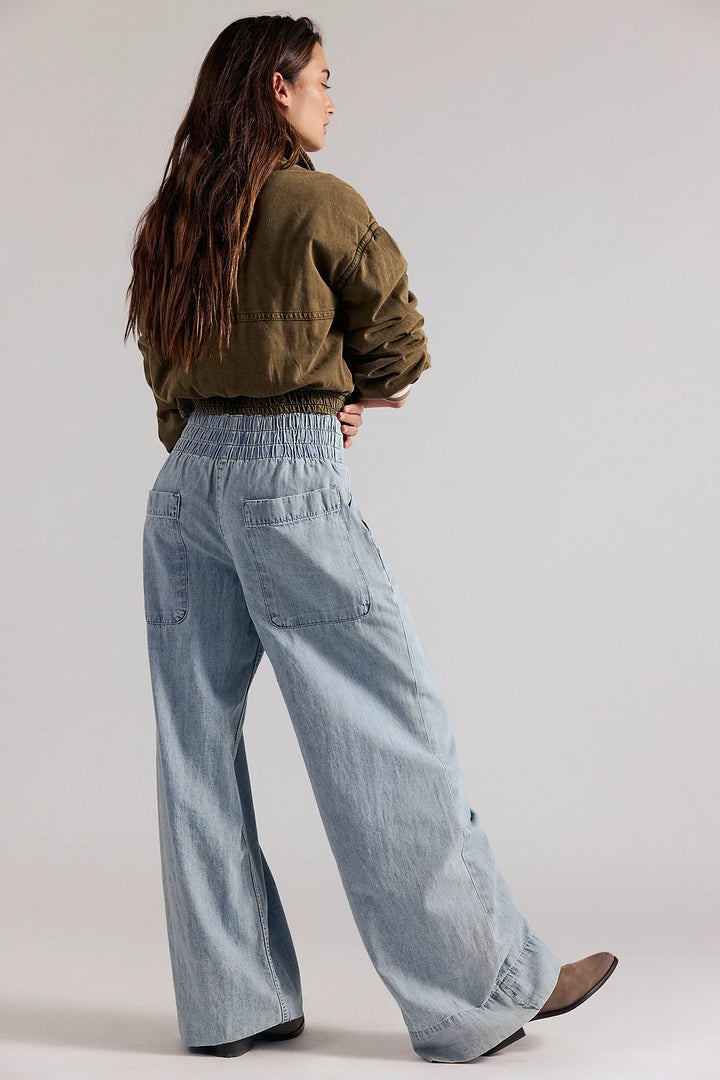 Free People Breezy Denim Pull On Pant in Dusk