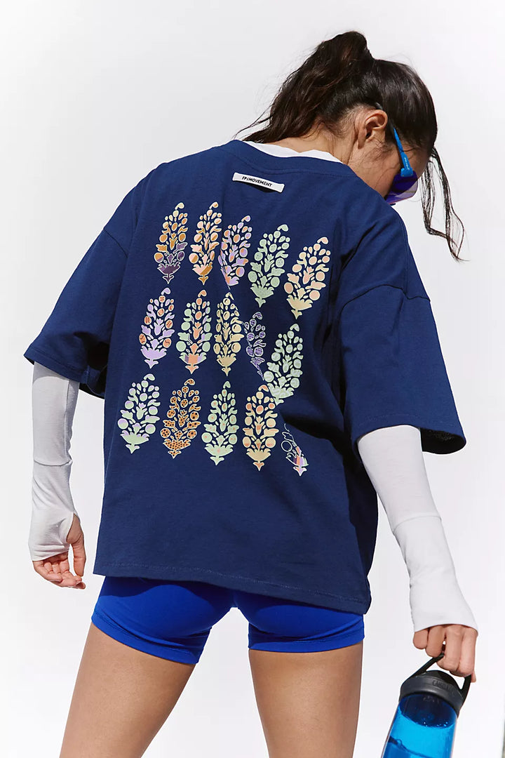 Free People Movement Tackle Logo Tee in Urban Buti Navy