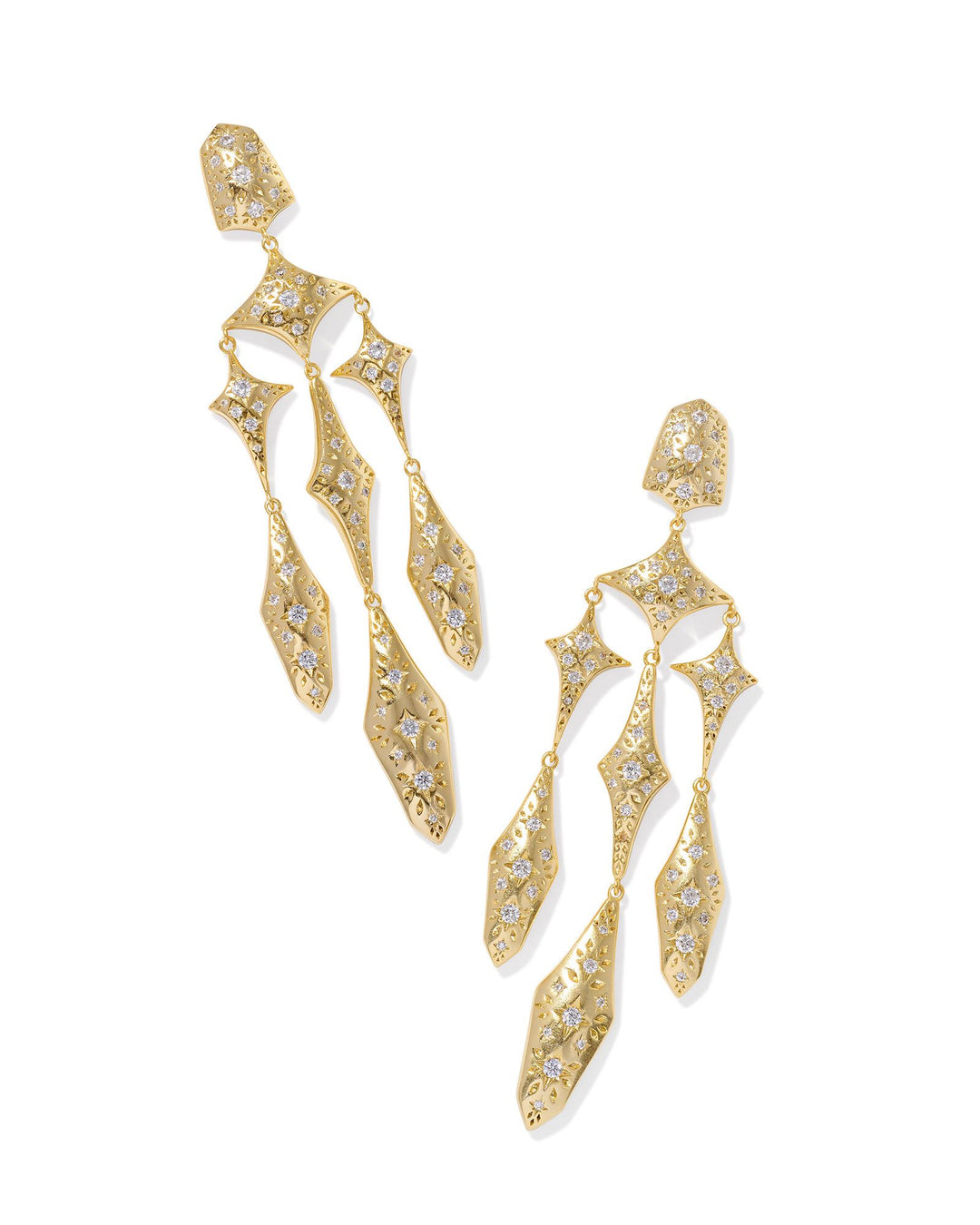 Kendra Scott Holland Gold Statement Earrings in White Crystal