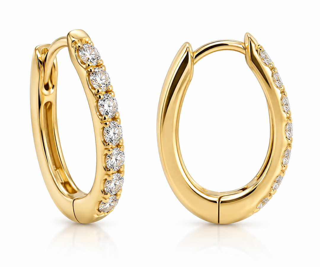 Heera Moti Gold Multi Diamond Huggie