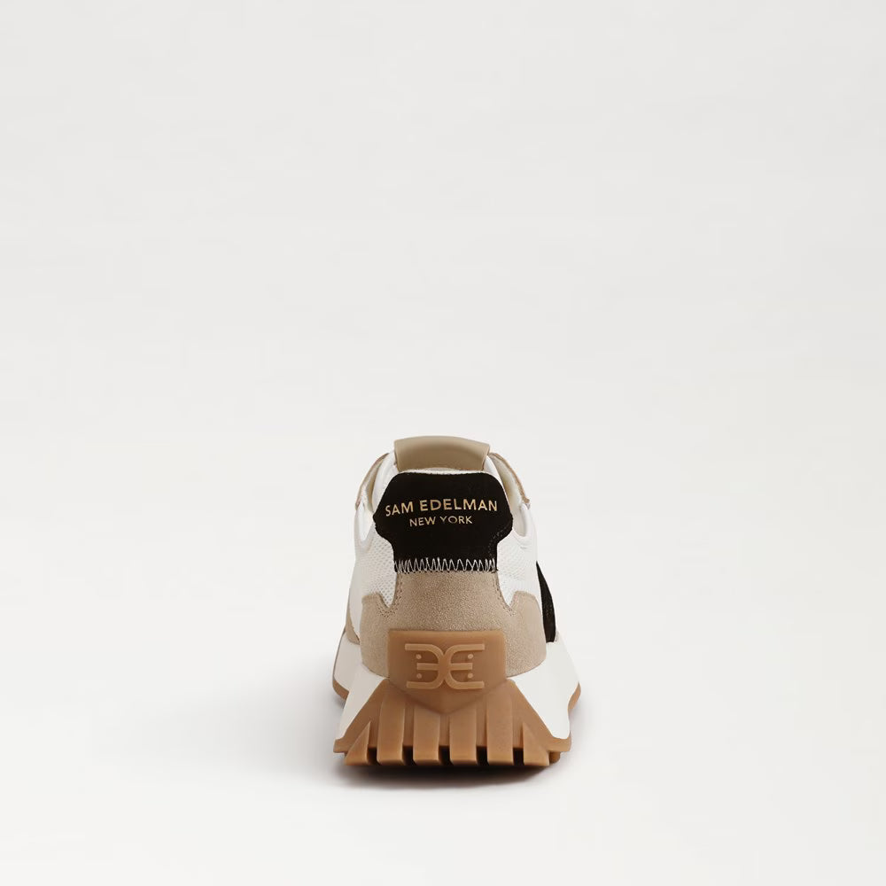 Sam Edelman Langley Lace Up Sneaker in White/Tan/Black Suede
