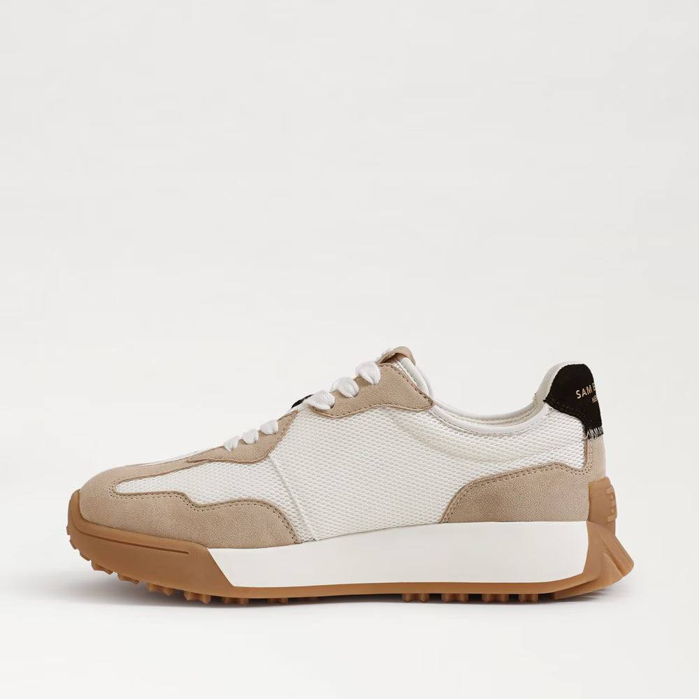 Sam Edelman Langley Lace Up Sneaker in White/Tan/Black Suede