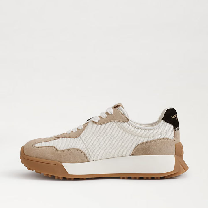 Sam Edelman Langley Lace Up Sneaker in White/Tan/Black Suede
