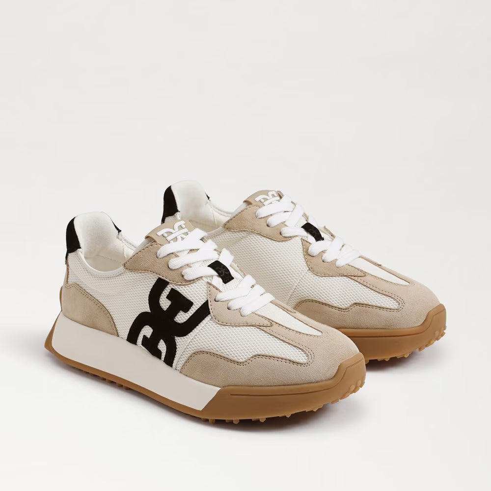 Sam Edelman Langley Lace Up Sneaker in White/Tan/Black Suede