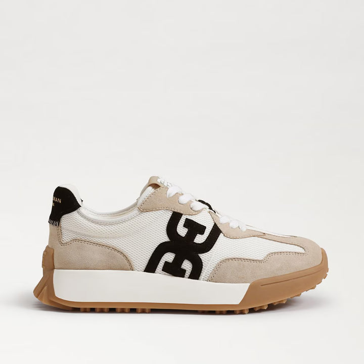 Sam Edelman Langley Lace Up Sneaker in White/Tan/Black Suede