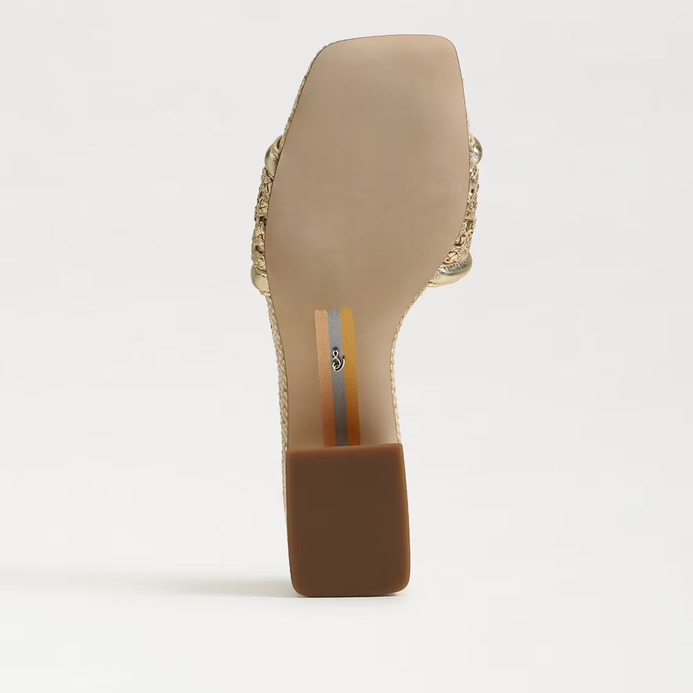 Sam Edelman Waylon Weave Slide Sandal in Amber Gold Leather