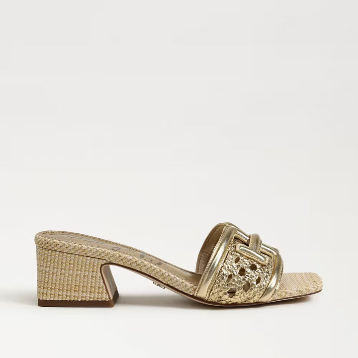 Sam Edelman Waylon Weave Slide Sandal in Amber Gold Leather