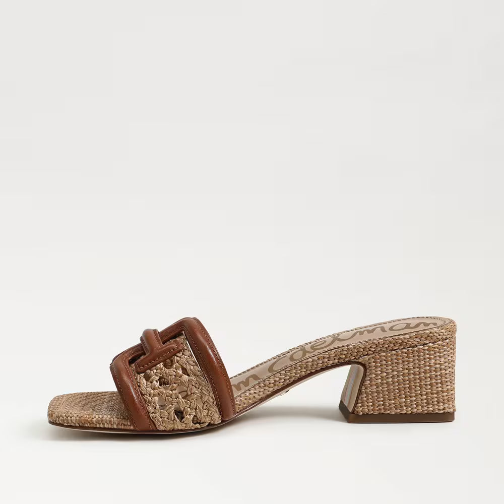 Sam Edelman Waylon Weave Slide Sandal in Rich Cognac Leather