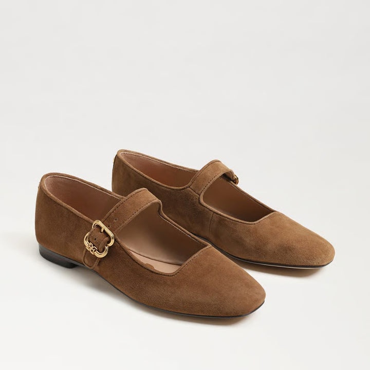 Sam Edelman  Michaela Mary Jane Flat in Warm Nutmeg Suede