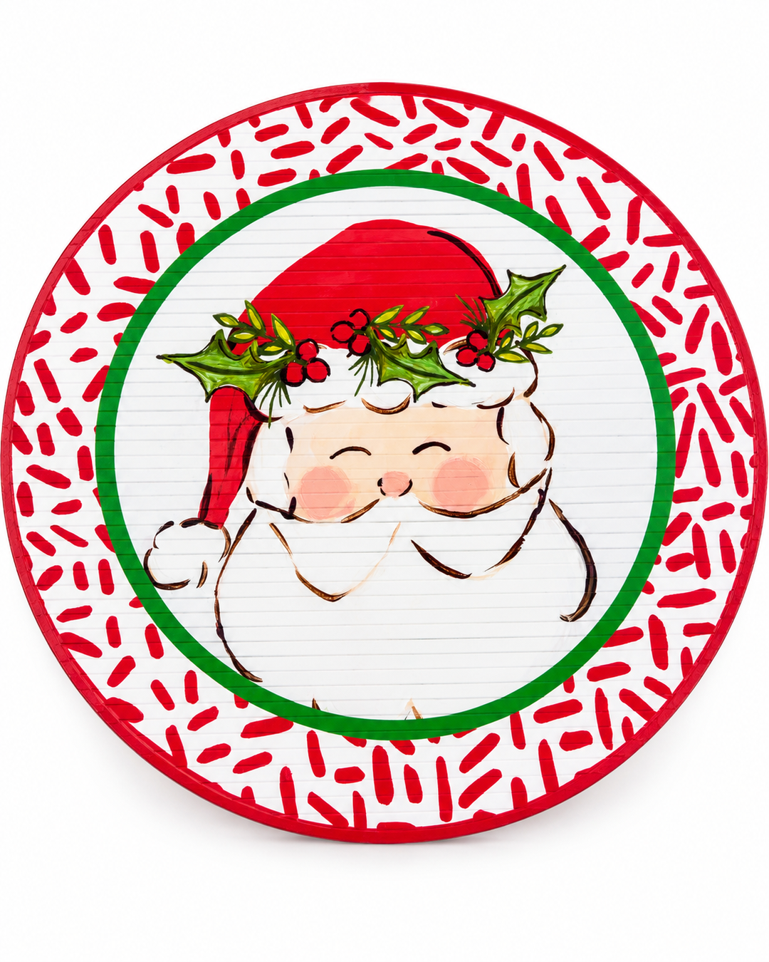 35 Round Bamboo Mat Santa with Red Sprinkles