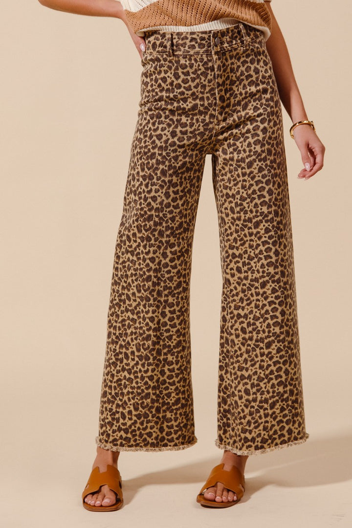 Bring It On Midrise Leopard Print Wide Leg Pants