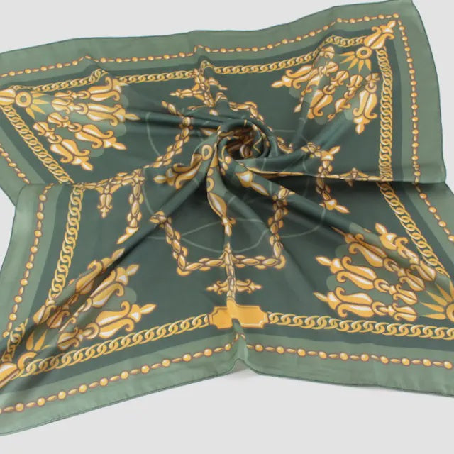 Baroque Belle Square Scarf in Green