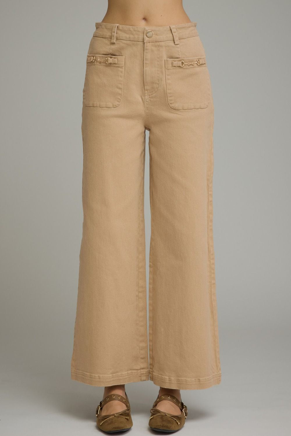 Solid Wide Leg Pants in Camel